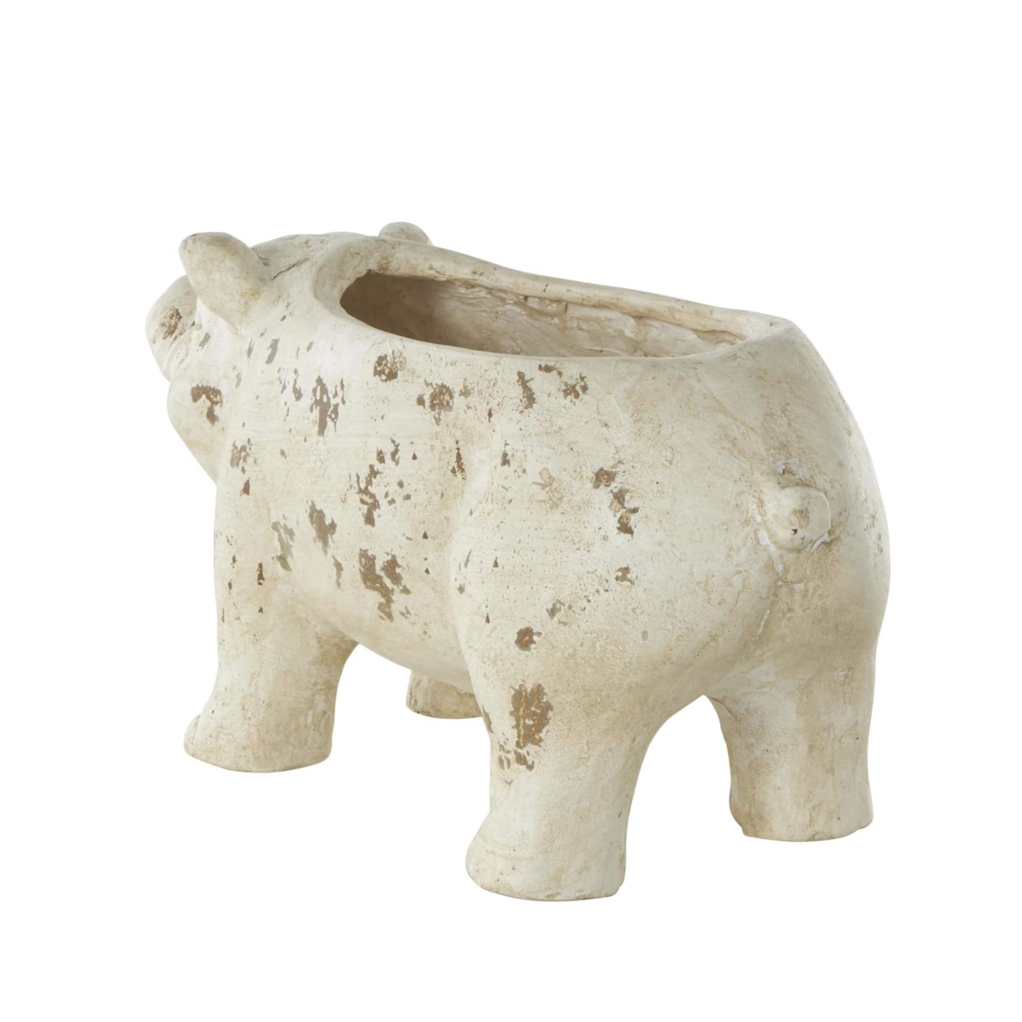 17" Light Brown Distressed Pig Planter